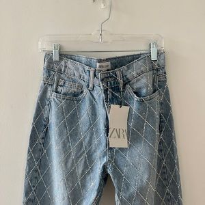 NWT Zara Rhinestone Jeans